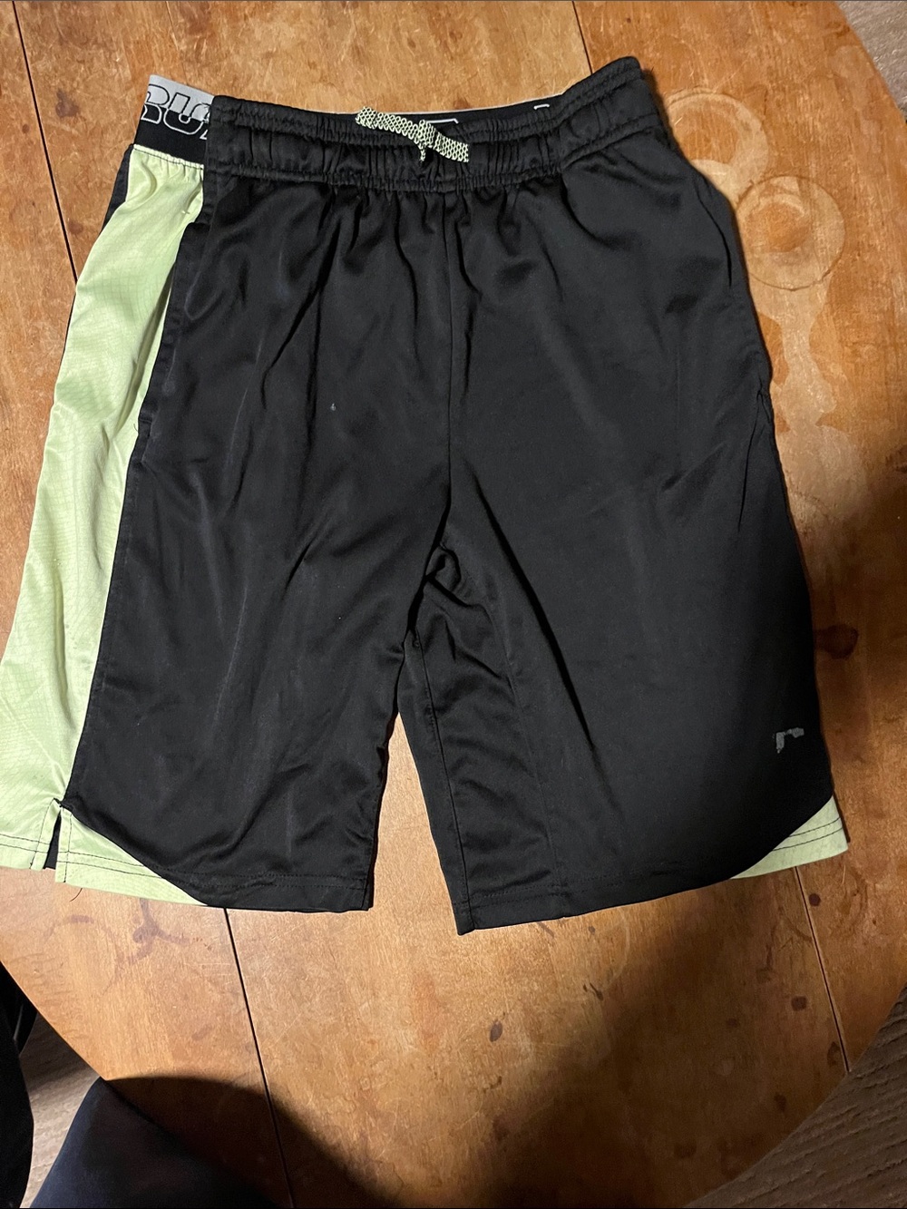 Russell Athletic Black Shorts with Lime Side Panels